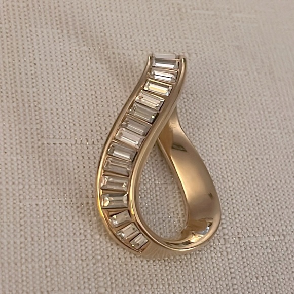 Vintage SWARVOSKI BAGUETTE/GOLD SLIDE PENDANT - Picture 2 of 14